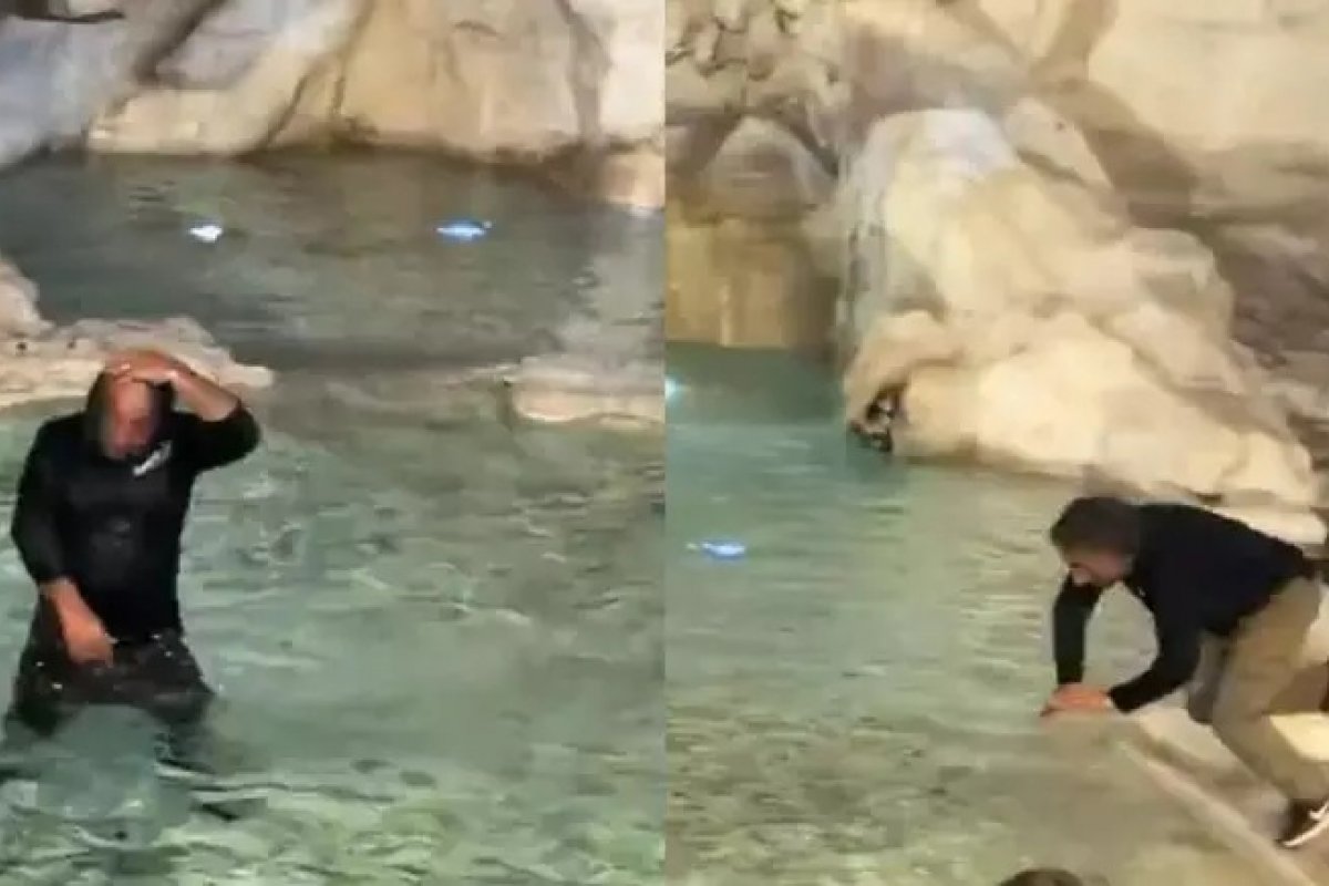 Vídeo: Turista mergulha na Fontana di Trevi, na Itália, e recebe multa de 500€