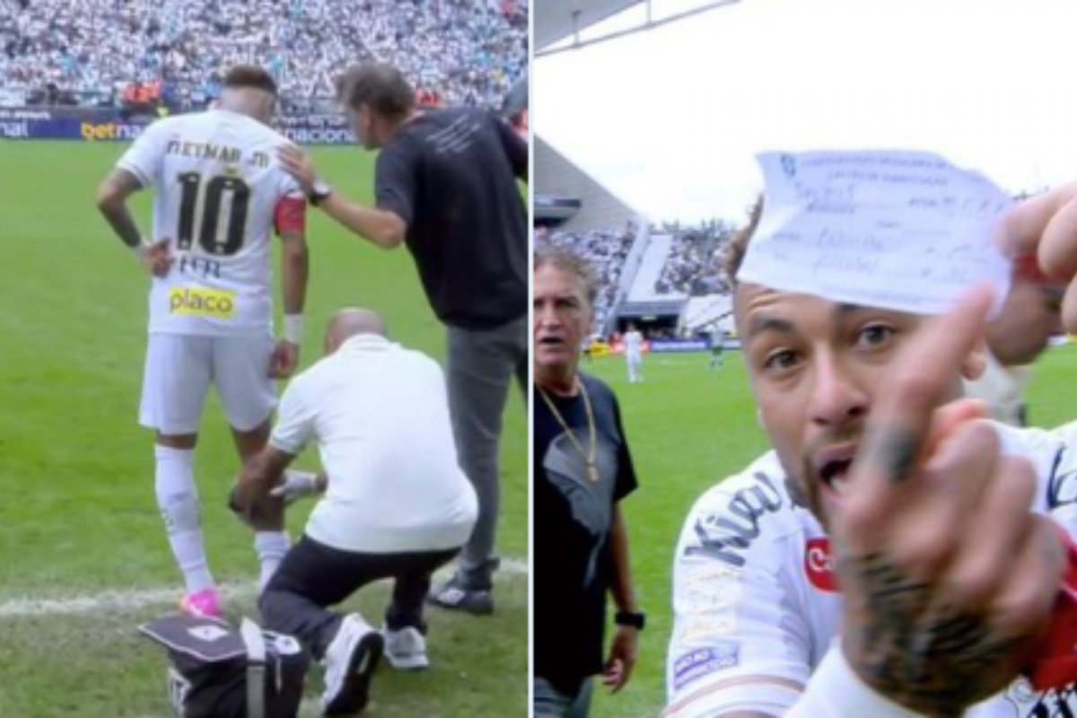 Arbitragem erra substituição, e Neymar deixa campo antes da hora em último jogo pré-convocação