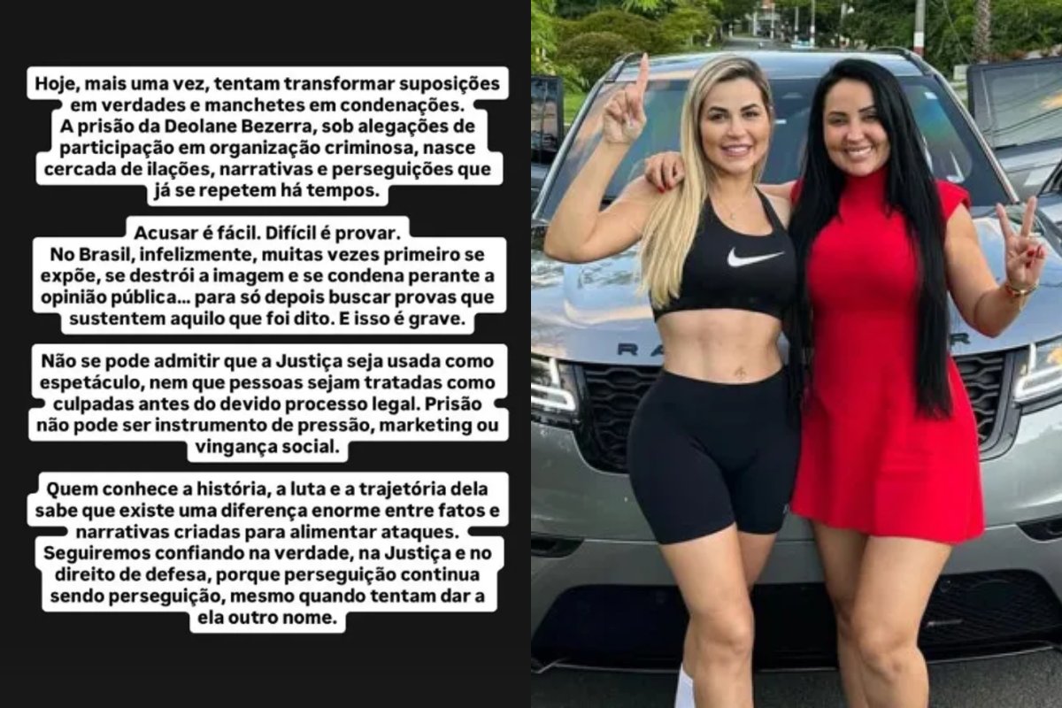 Irmã de Deolane Bezerra se pronuncia após prisão da advogada: 'difícil é provar' 