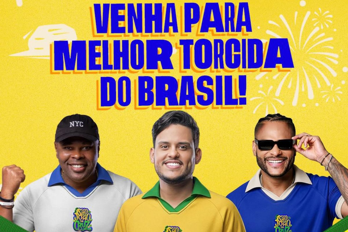 Tony Salles, Thiago Aquino e Pedrinho vão comandar a torcida do Brasil no São João de Cruz; dia 24, festa começa mais cedo no Circuito Luiz Gonzaga