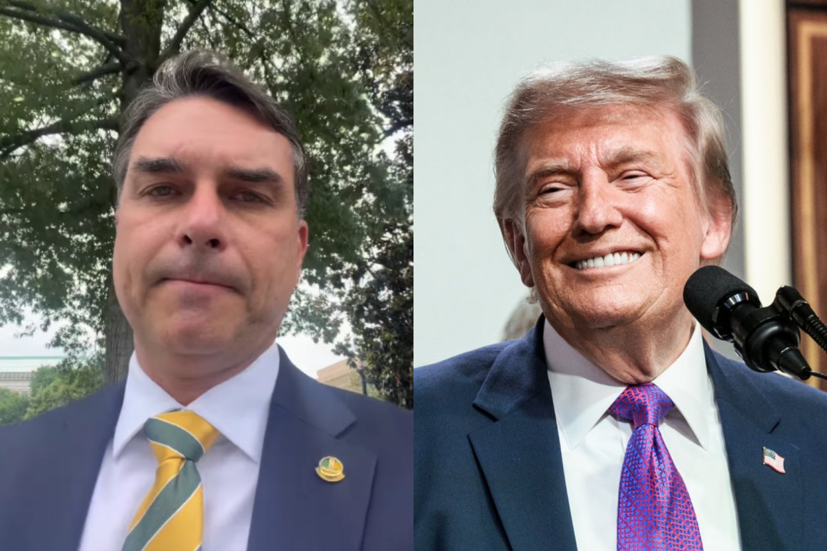 VÍDEO: Flávio Bolsonaro diz estar na Casa Branca e aliados apontam possível reunião com Trump