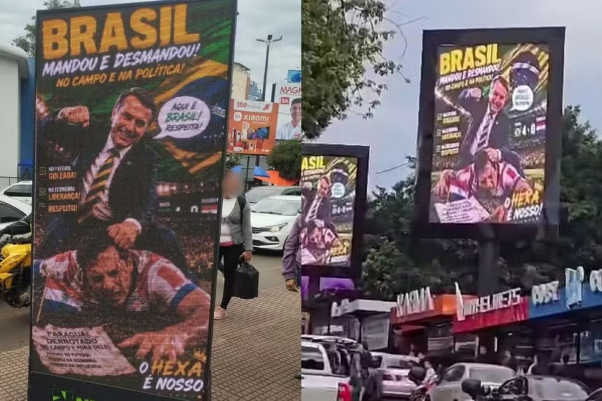 Vídeo: Telão no Paraguai exibe imagem de Bolsonaro agredindo atleta paraguaio do Palmeiras; presidente se manifesta