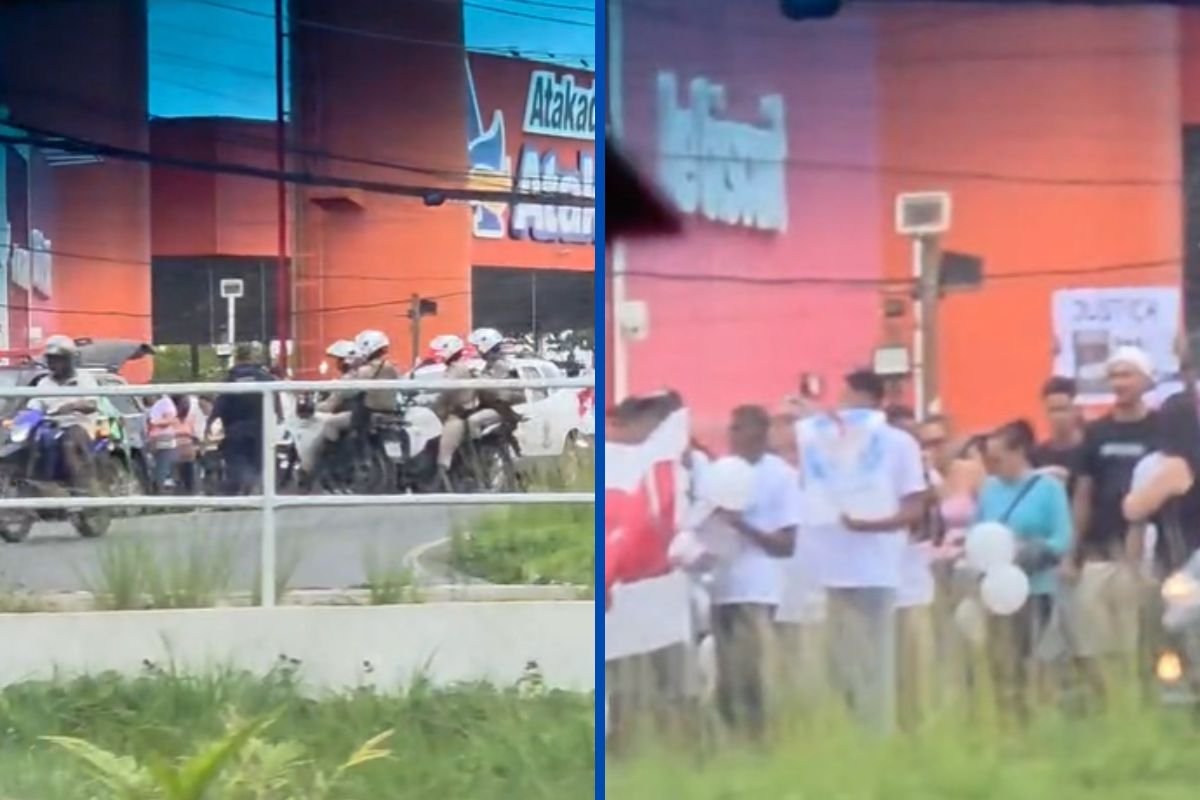 Vídeo: grupo protesta em frente a supermercado de Lauro de Freitas neste sábado (30)