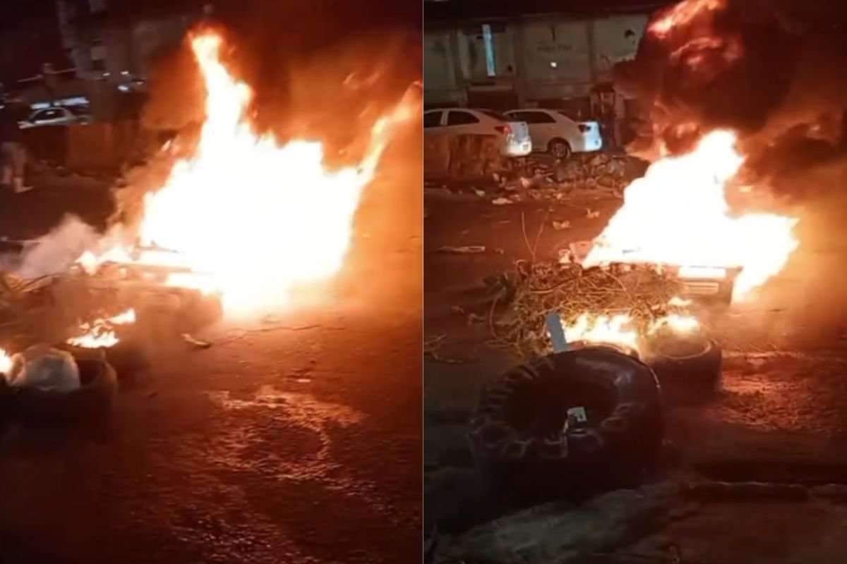 Vídeo: Protesto na Av. Dorival Caymmi tem pneus queimados e congestionamento do trânsito na região