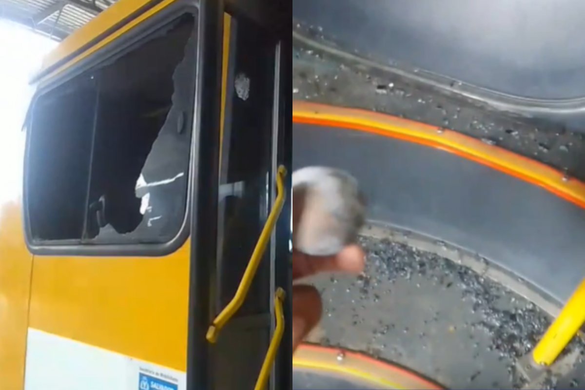 Vídeo: Grupo depreda ônibus com torcedores do Vitória em Itapuã