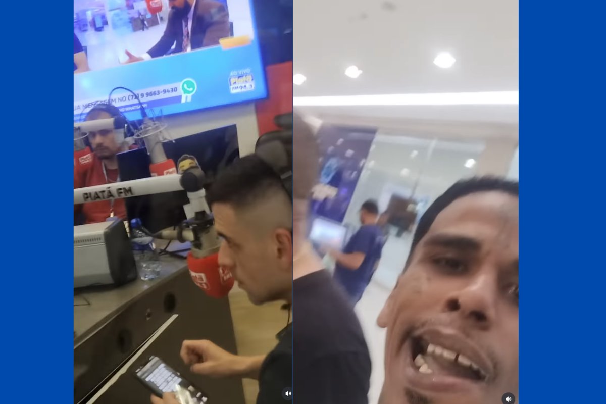 Vídeo: homem ameaça Marcelo Castro, o 'Juca', e tenta invadir estúdio de rádio em shopping de Salvador