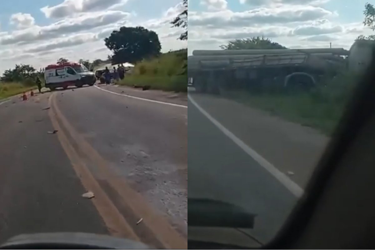 Vídeo: homem morre em batida entre uma caminhonete e uma carreta na BR-367 na Bahia 