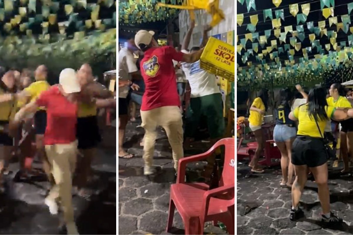 Vídeo: transmissão do jogo do Brasil termina em briga generalizada em clube na Bahia 