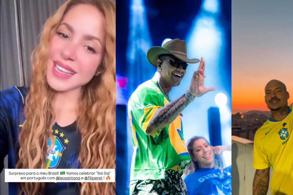 Shakira anuncia parceria com Leo Santana e Filipe Ret em música oficial da Copa