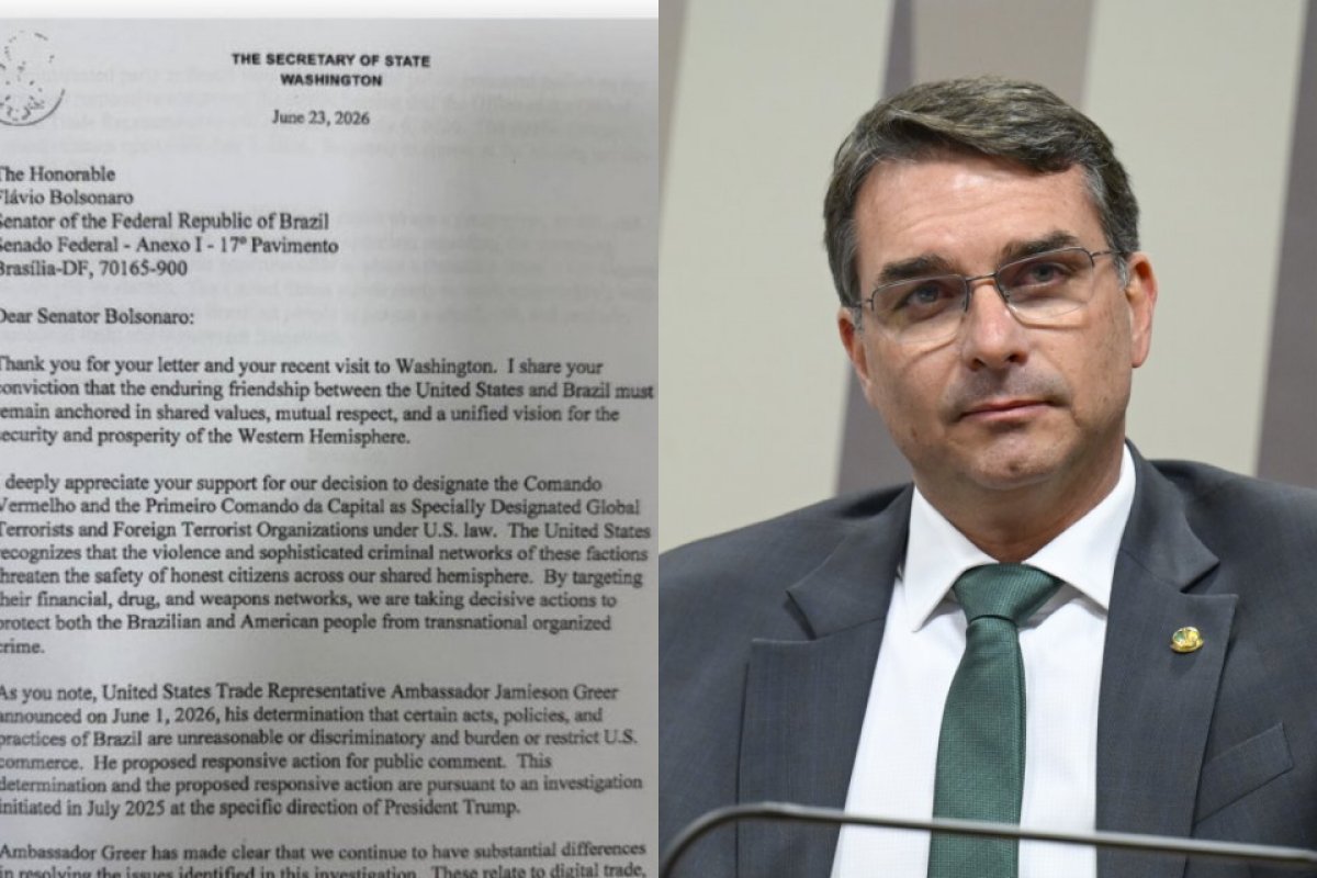 Em carta, EUA frustra apelo de Flávio Bolsonaro e reforça intenção de tarifas contra o Brasil