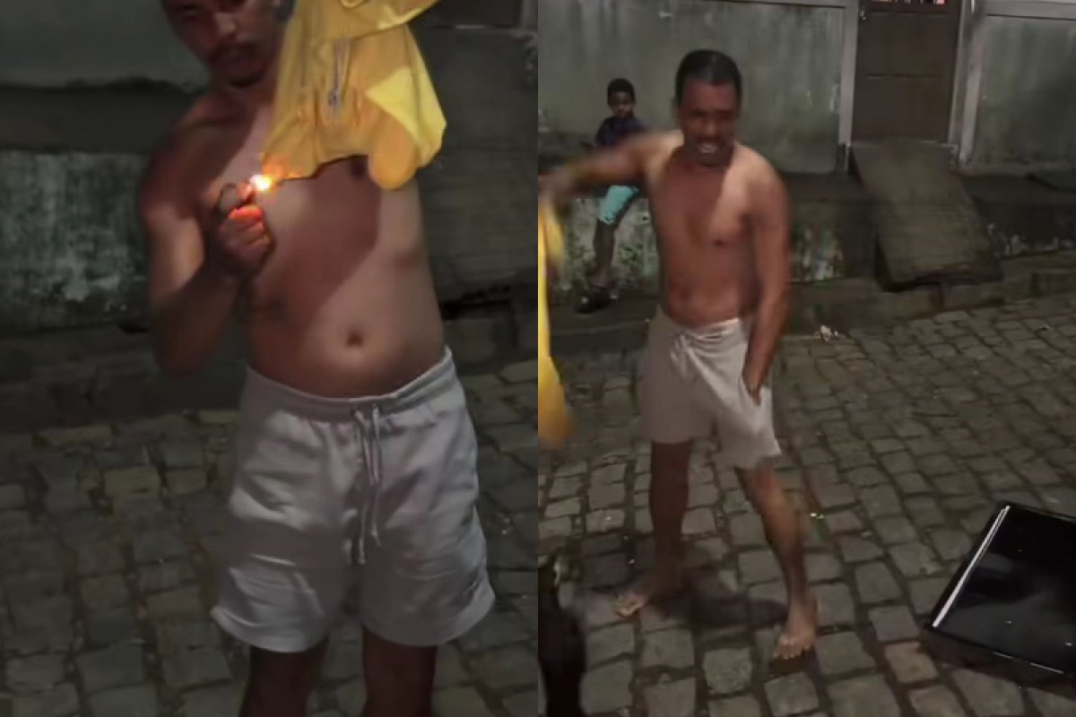 Vídeo: Torcedor do Brasil quebra TV e tenta incendiar camisa da Seleção após derrota para Noruega 