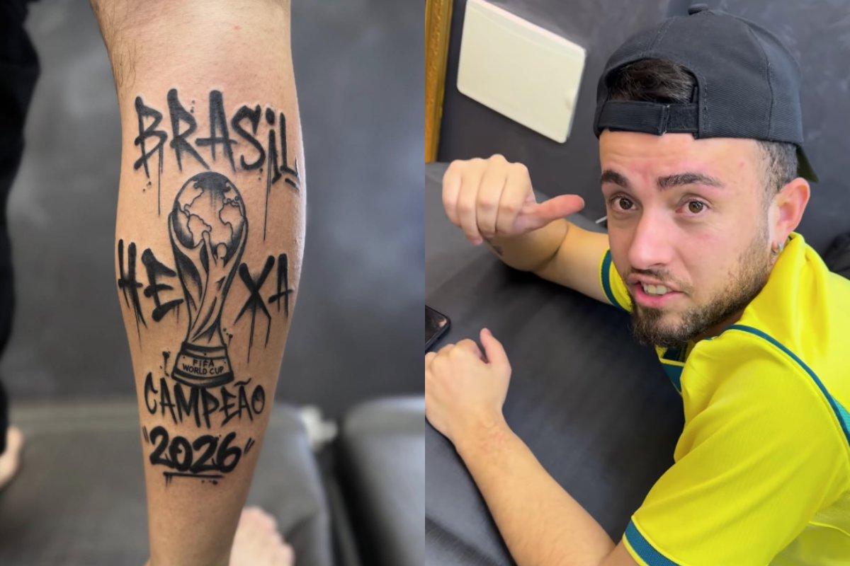 Vídeo: Torcedor tatuou o hexa um mês antes da eliminação do Brasil na Copa