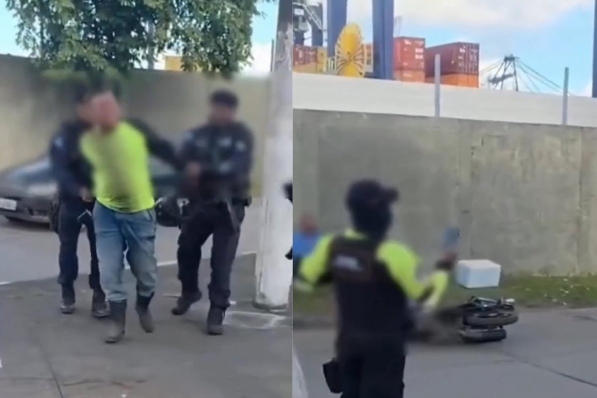 Vídeo: Operação no ferry-boat termina com guarda municipal agredido e motociclista detido