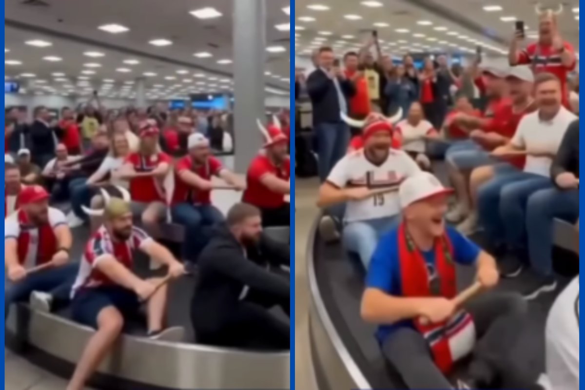 Vídeo: com eliminação na Copa do Mundo, torcedores noruegueses fazem 'remada viking' em aeroporto nos EUA