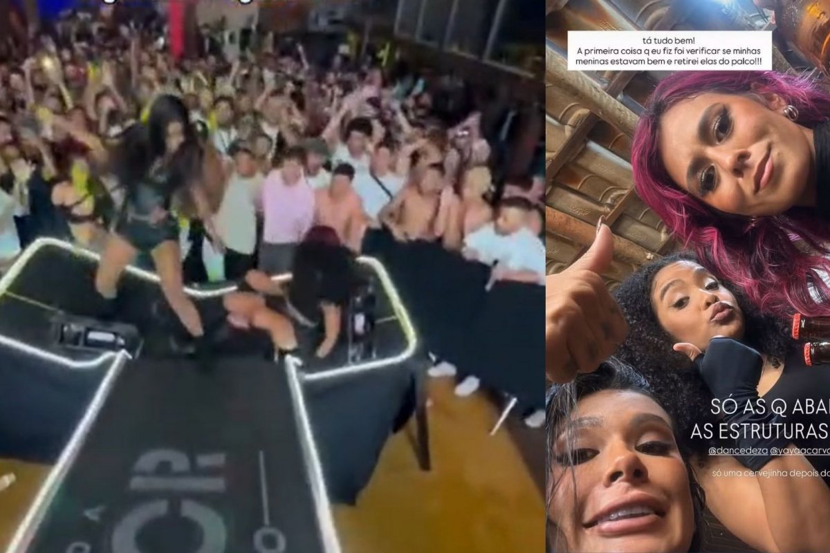 Vídeo: Bailarinas da cantora Pocah caem após palco ceder durante show