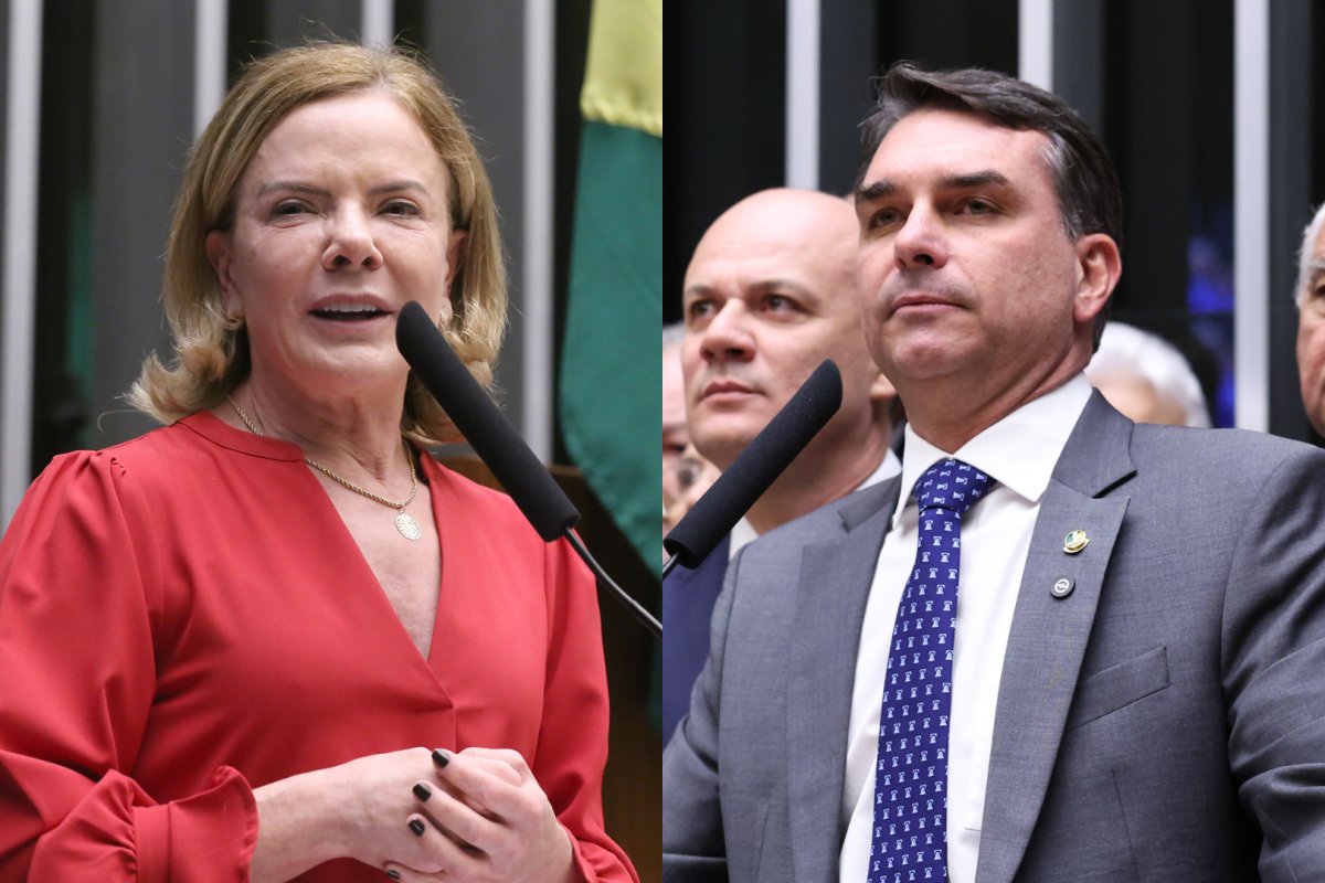 Gleisi Hoffmann rebate crítica de Flávio Bolsonaro à Lei Maria da Penha e o chama de "ignorante"