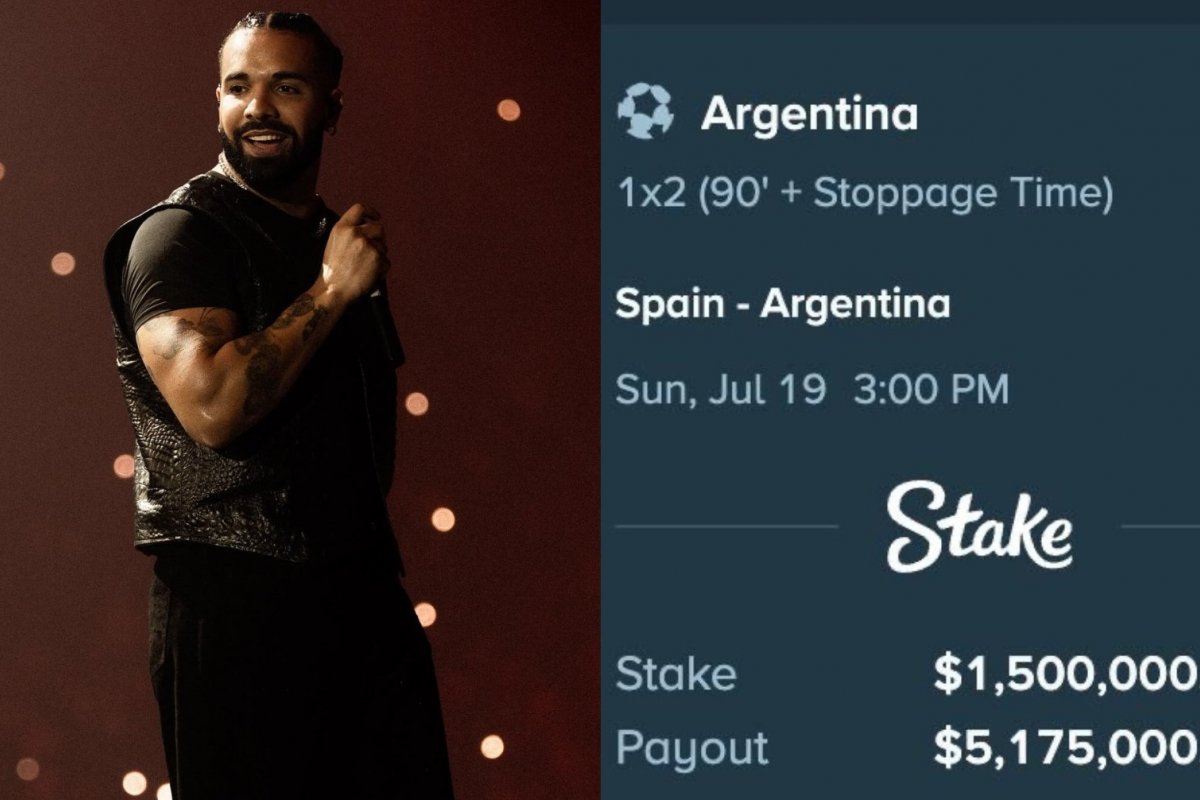 Drake aposta R$ 7,5 milhões na Argentina na final da Copa