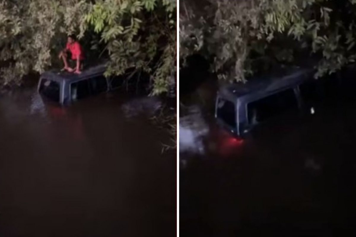 Van com 11 alunos perde direção e cai em um rio no interior da Bahia