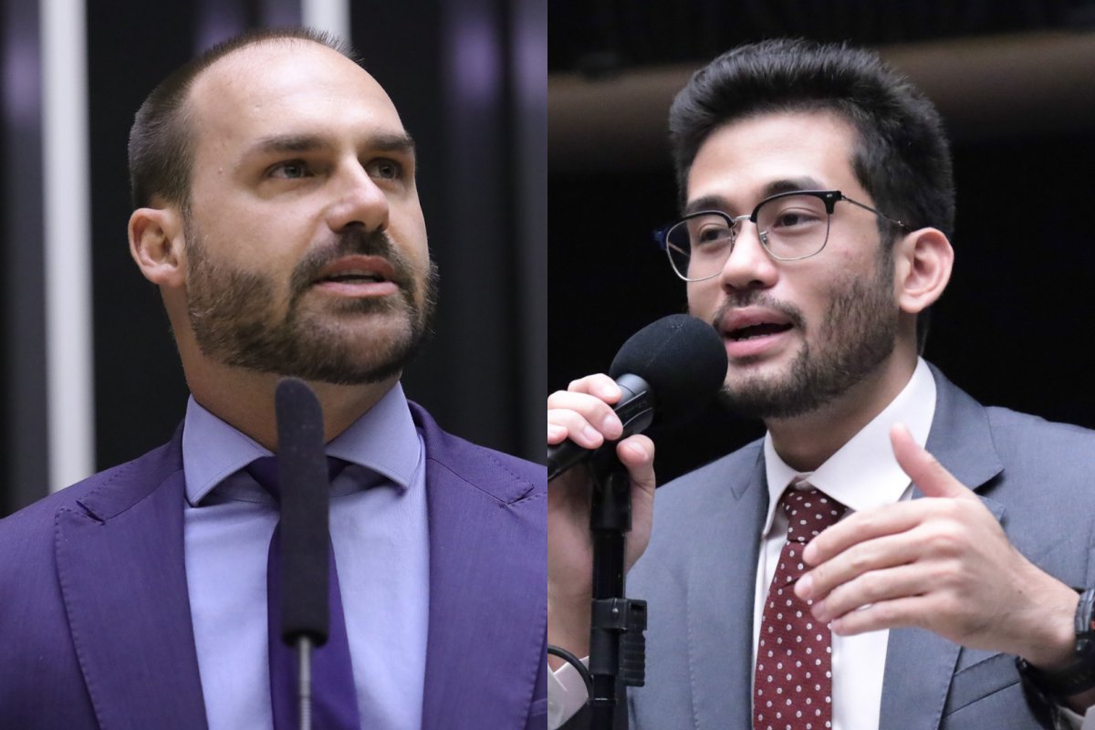 Vídeo: Eduardo Bolsonaro ameaça 'dar porrada' em integrantes do MBL e Kim Kataguiri reage: 'vive com dinheiro de Vorcaro'