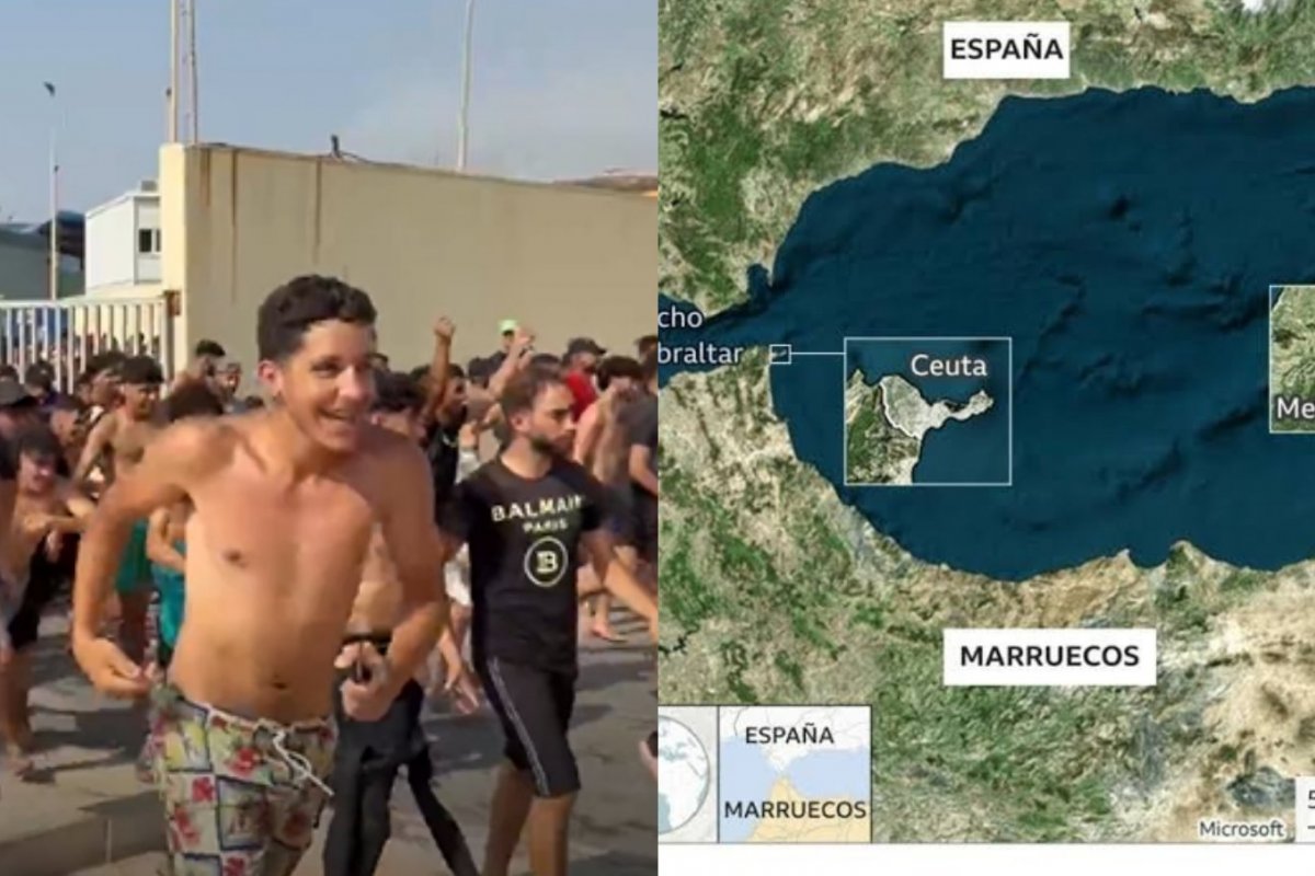Vídeo: multidão de imigrantes marroquinos chega em Ceuta, no norte da África