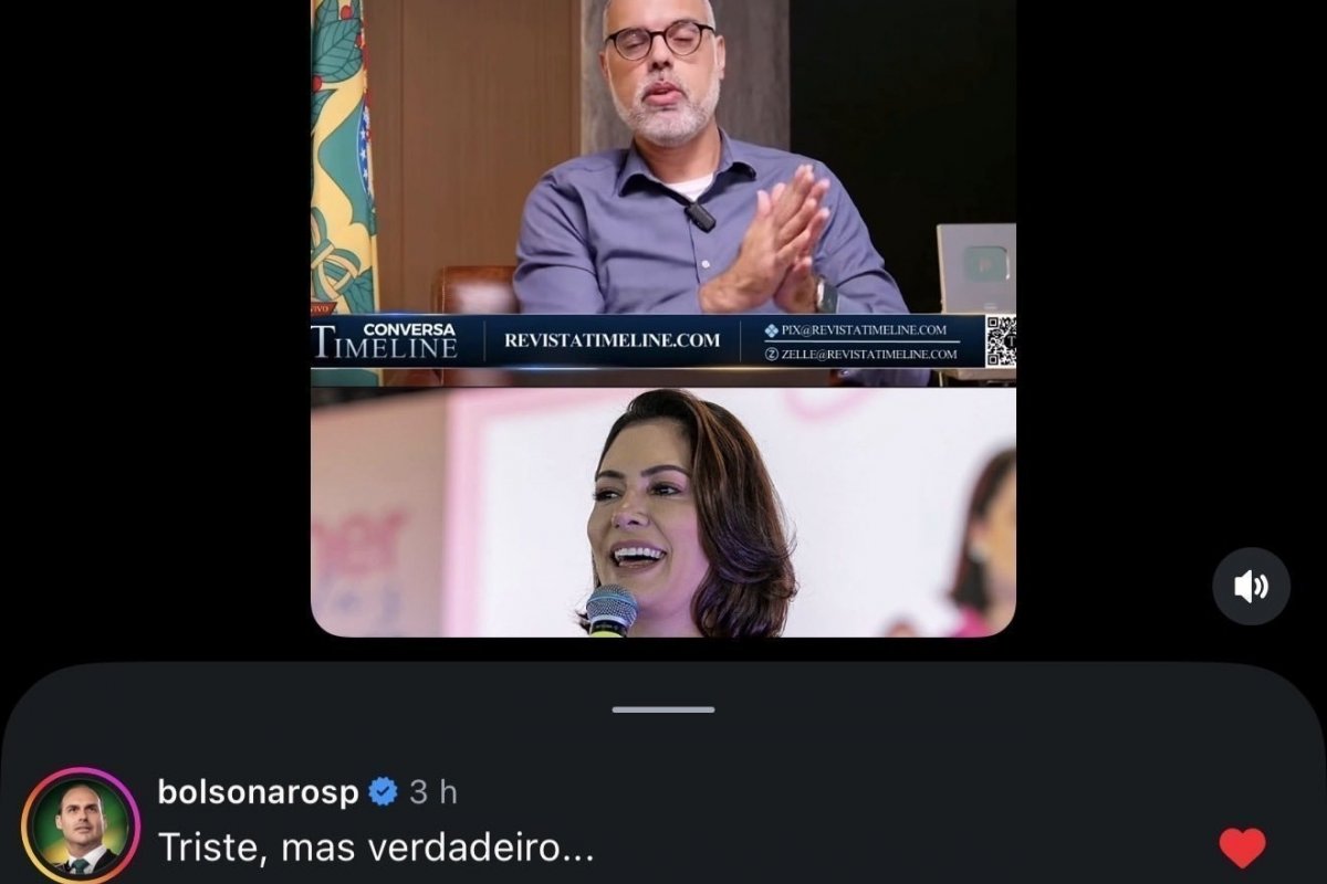 Eduardo Bolsonaro compartilha vídeo e volta a criticar Michelle Bolsonaro: "Triste, mas verdadeiro"