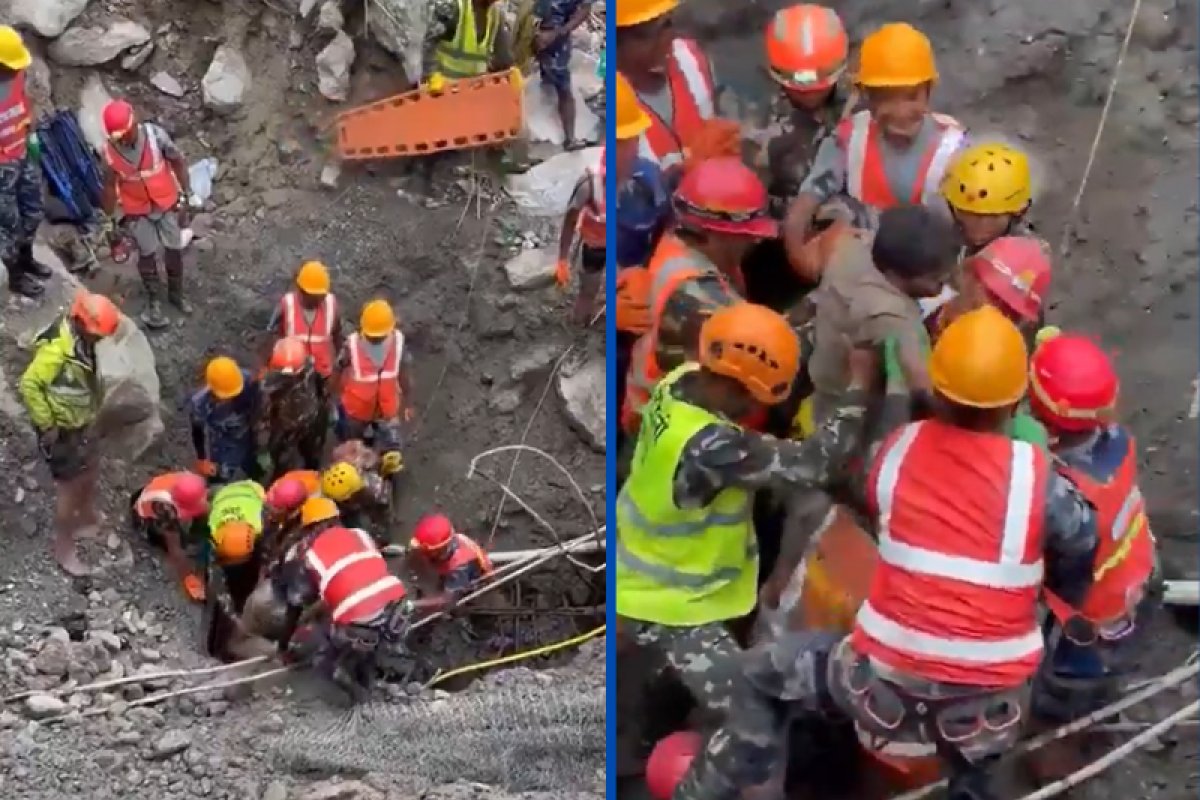 Vídeo: Nepal resgata dois trabalhadores presos em túnel 9 dias após avalanche