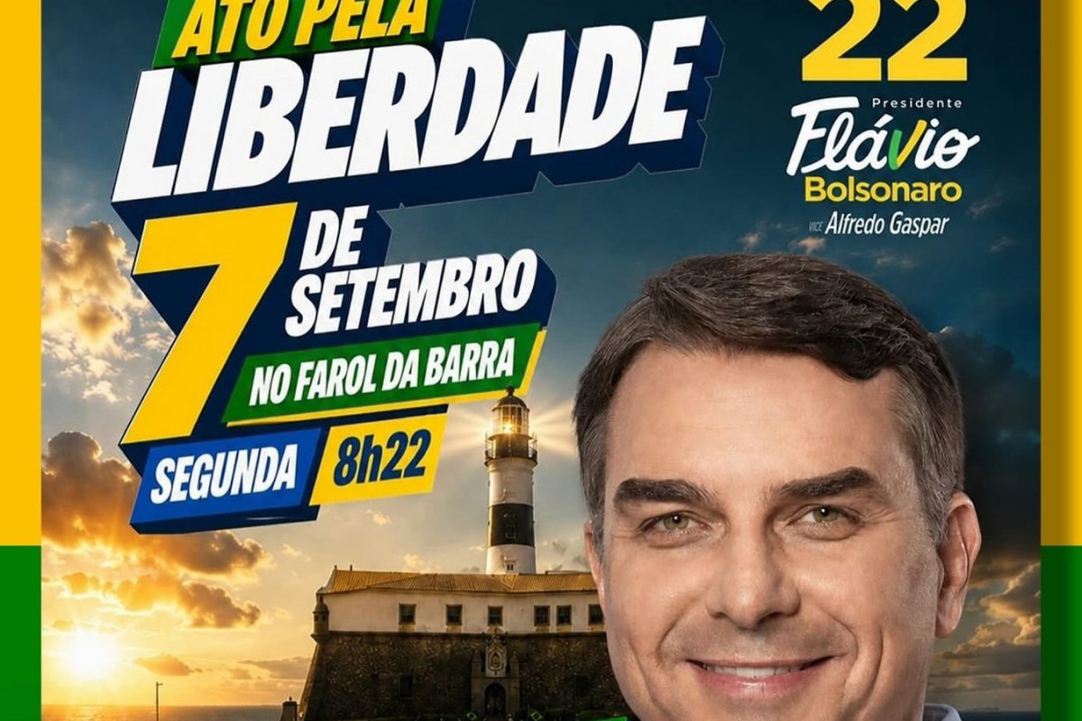 Ato em apoio à Flávio Bolsonaro ocorre em Salvador no dia da Independência do Brasil