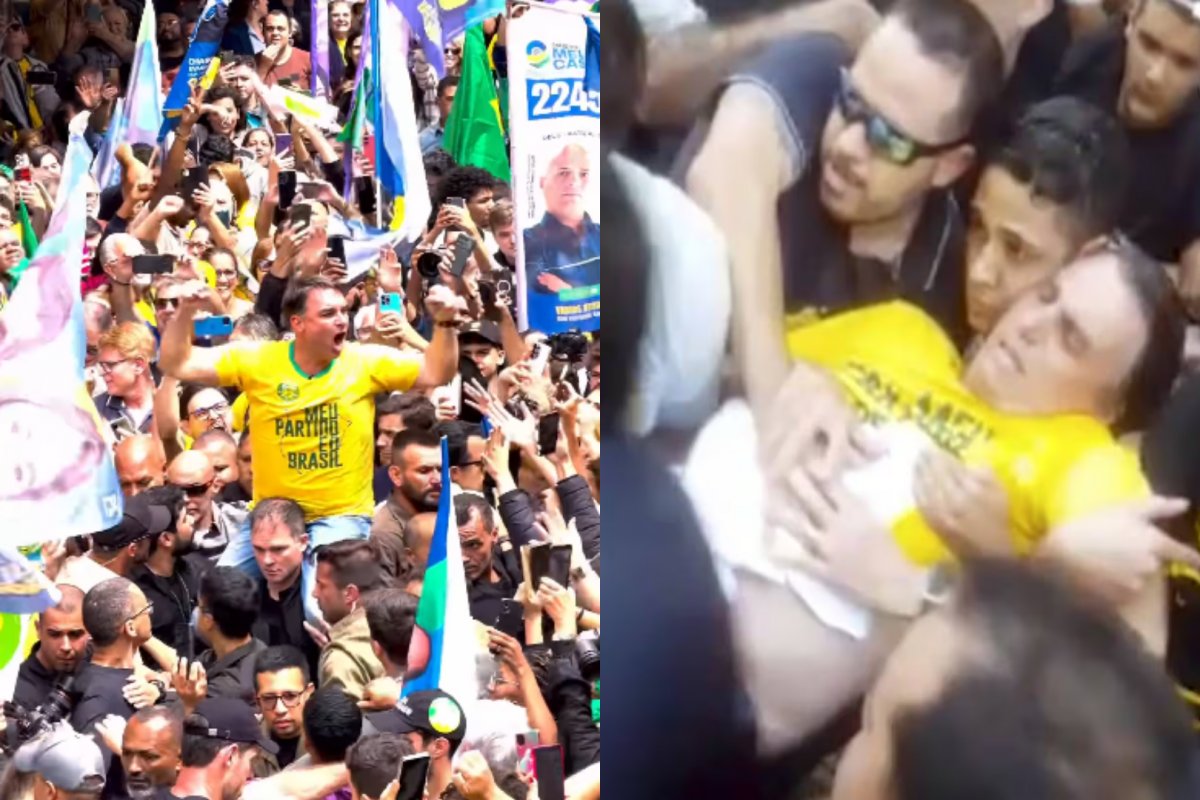 Vídeo: Flávio Bolsonaro faz campanha no mesmo percurso em que o pai levou facada em Juiz de Fora