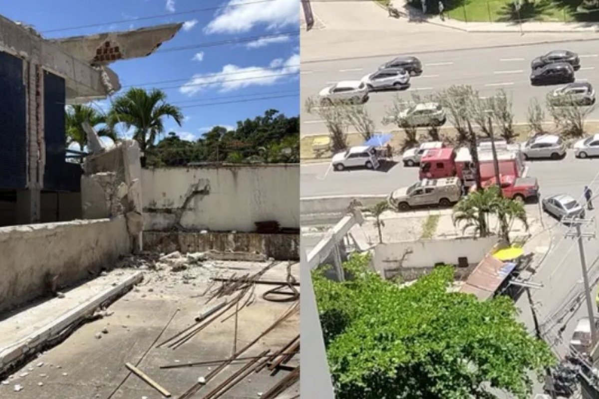 Trabalhador é atingido na cabeça depois de marquise desabar no Caminho das Árvores