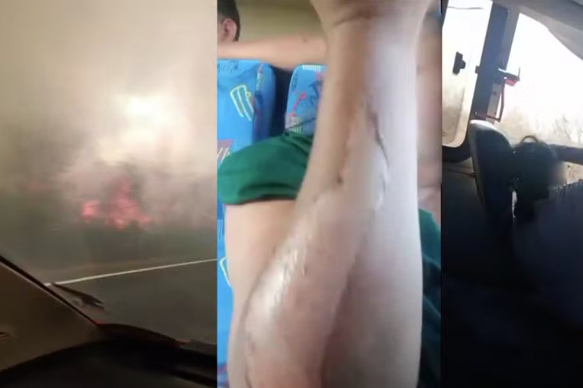 Dezenove pessoas ficam feridas após ônibus passar por incêndio em rodovia na Bahia 