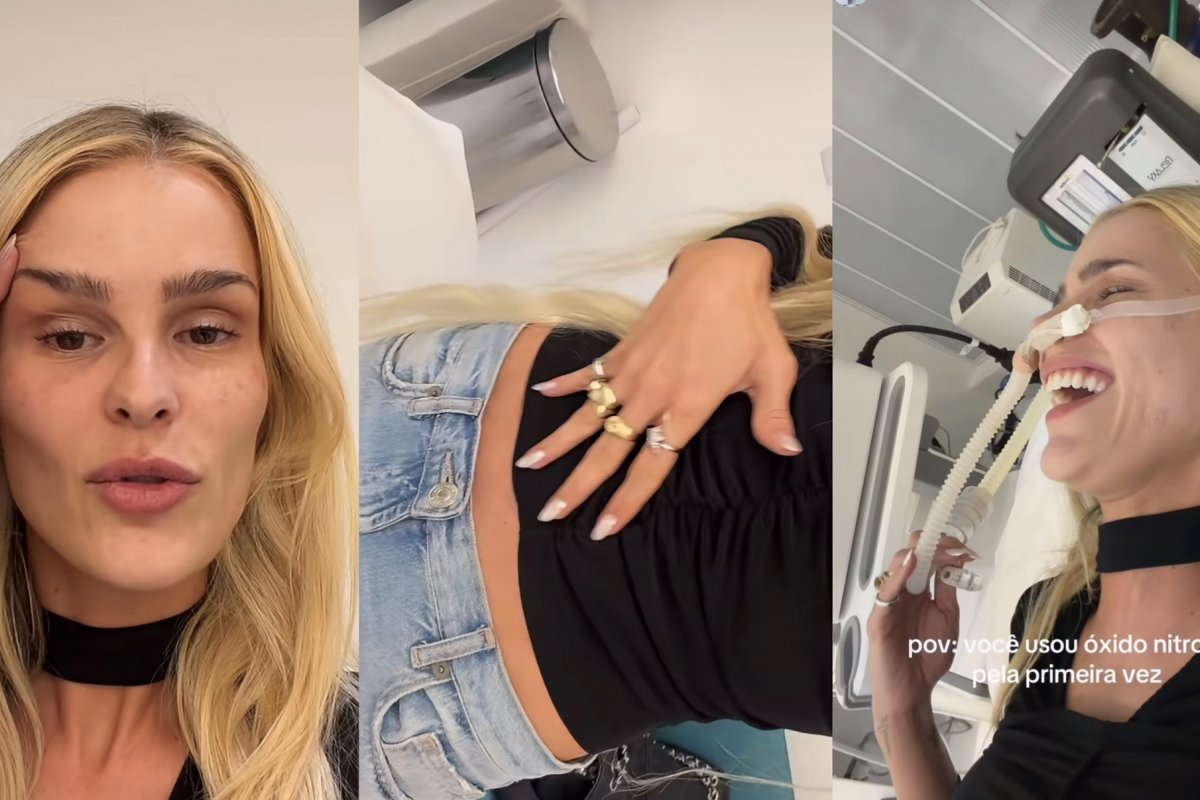 Yasmin Brunet usa “gás do riso” durante ultrassom microfocado no abdômen!