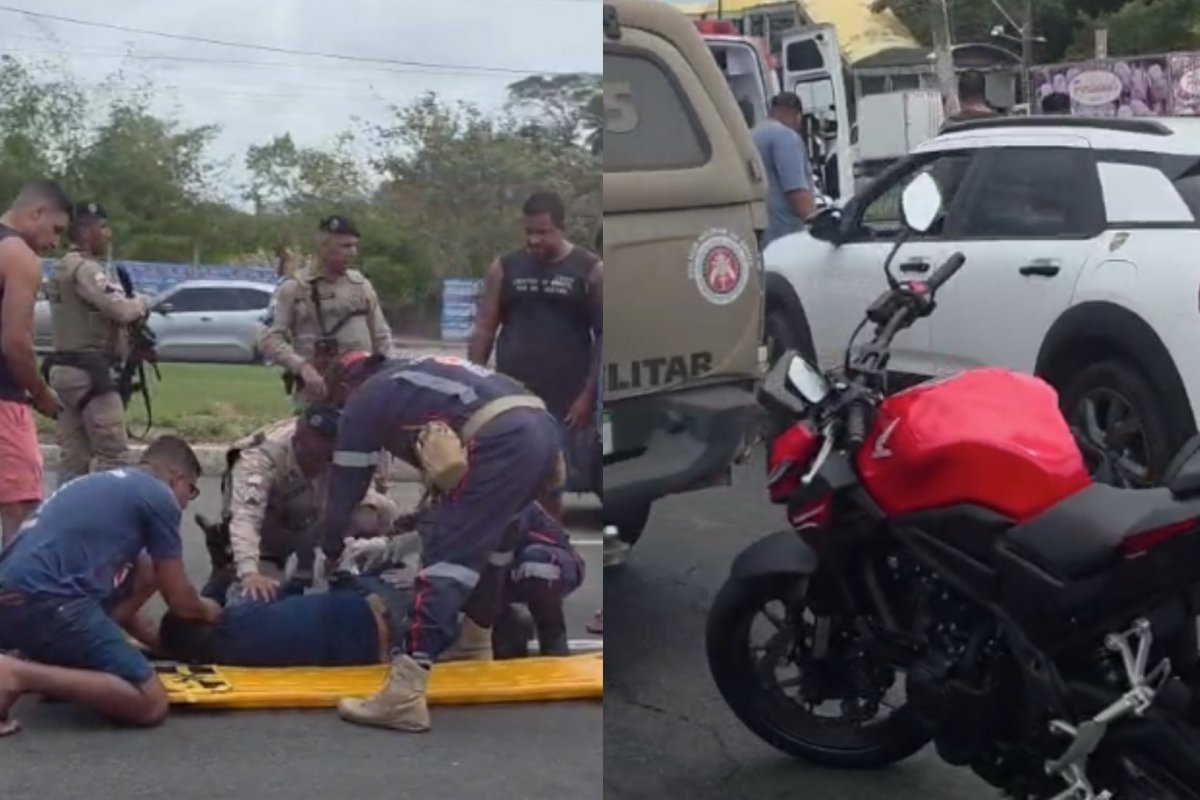 Vídeo: Acidente entre moto e carro na Avenida Paralela deixa um ferido