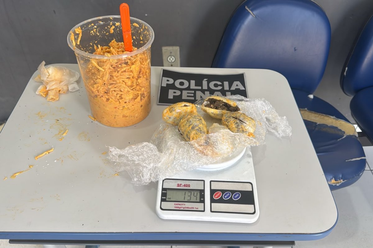 Vídeo: Mulher é presa ao tentar entrar em presídio com drogas escondidas em estrogonofe de frango