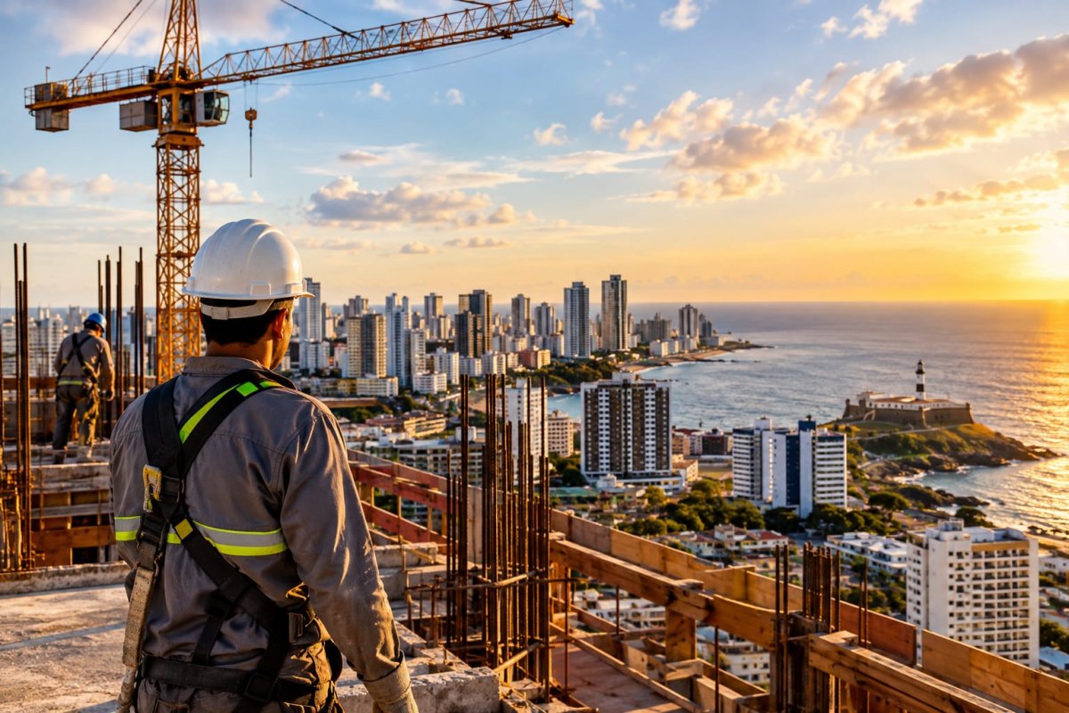 Construção civil responde por 1 em cada 4 empregos gerados na Bahia e mercado imobiliário mantém ritmo de expansão!
