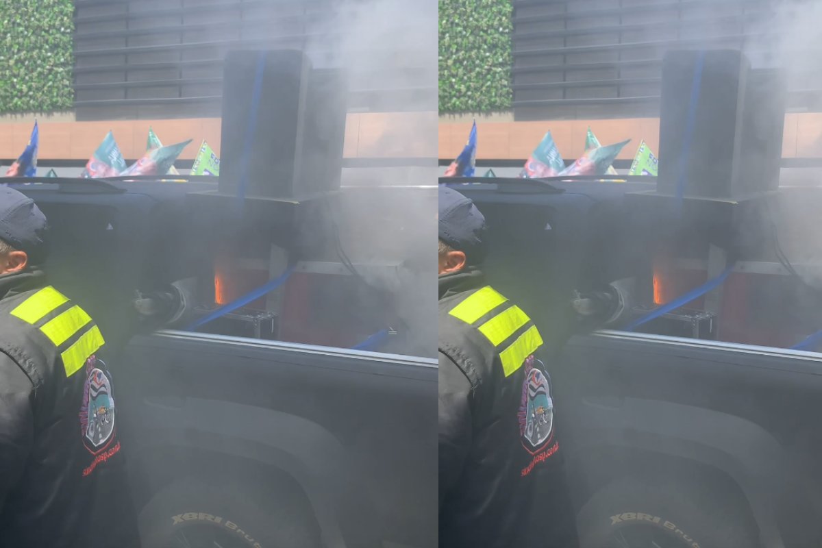 Vídeo: Carro de som usado em campanha de Flávio e Tarcísio pega fogo em SP