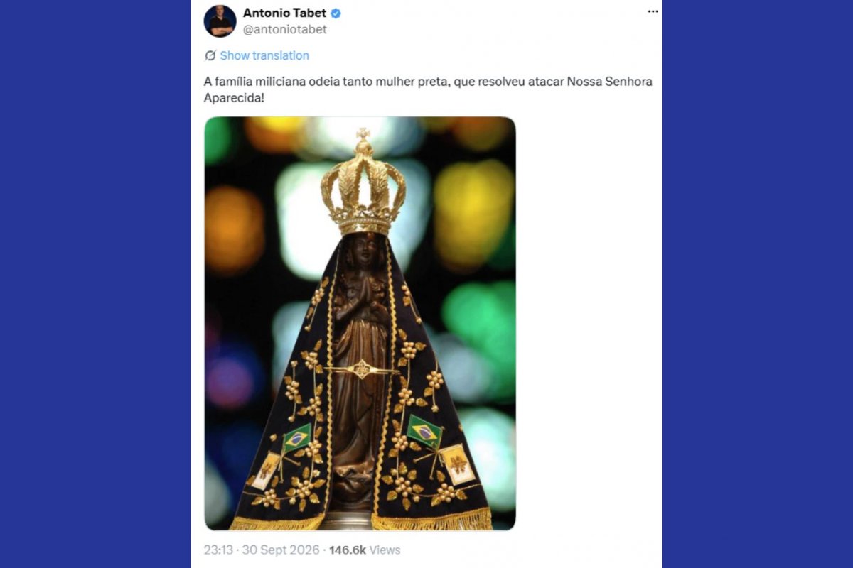 Antonio Tabet publica novamente sobre Nossa Senhora Aparecida após decisão do TSE 