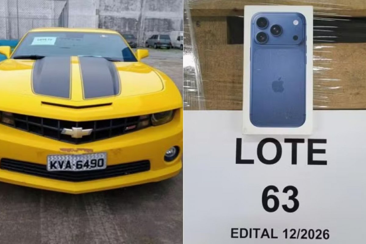 Novo leilão eletrônico da Receita Federal tem iPhone17, Camaro e robôs de atendimento  