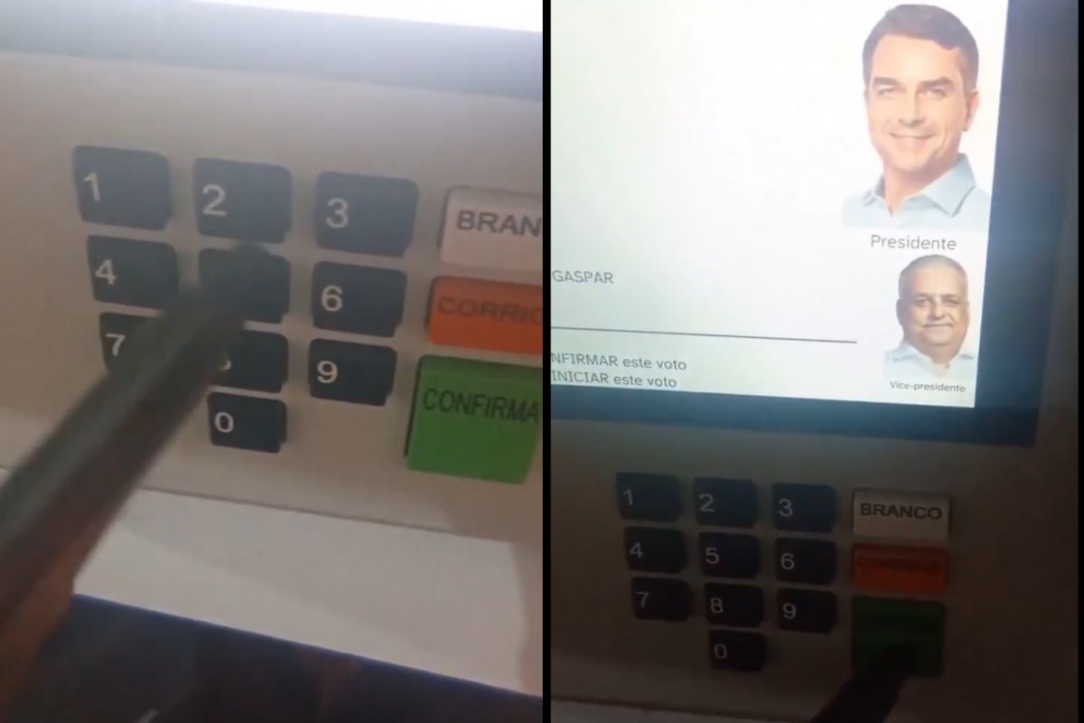 Vídeo: Eleitor se filma usando arma de fogo para votar em Flavio Bolsonaro