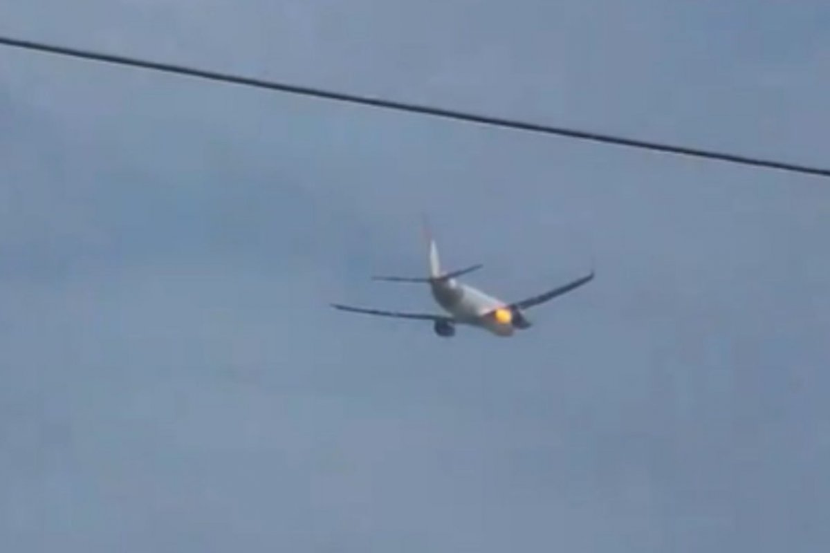 Vídeo: Avião é atingido por pássaro e turbina de aeronave solta chamas 