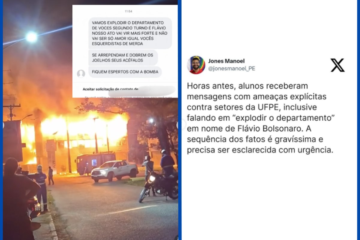 Vídeo: após ameaças de bolsonaristas, prédio da Universidade Federal de Pernambuco é alvo de incêndio