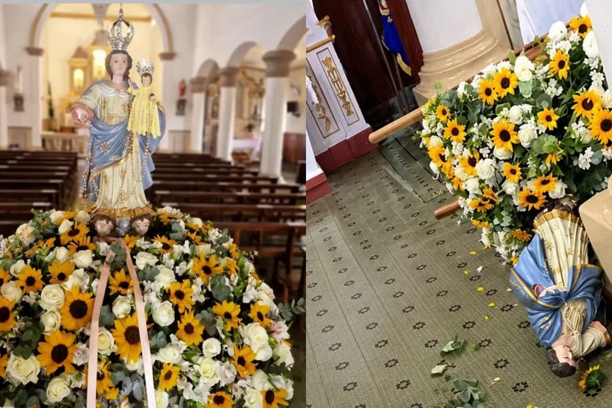 Homem é preso após dar "voadora" e destruir imagem de Nossa Senhora do Rosário do século 18