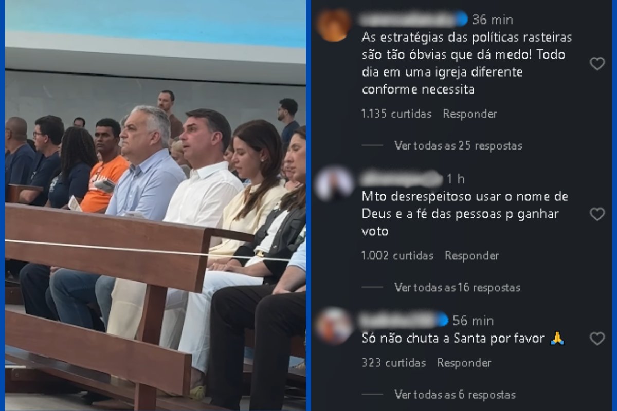 Flavio Bolsonaro é alvo de críticas nas redes após participar de missa em homenagem a Nossa Senhora Aparecida