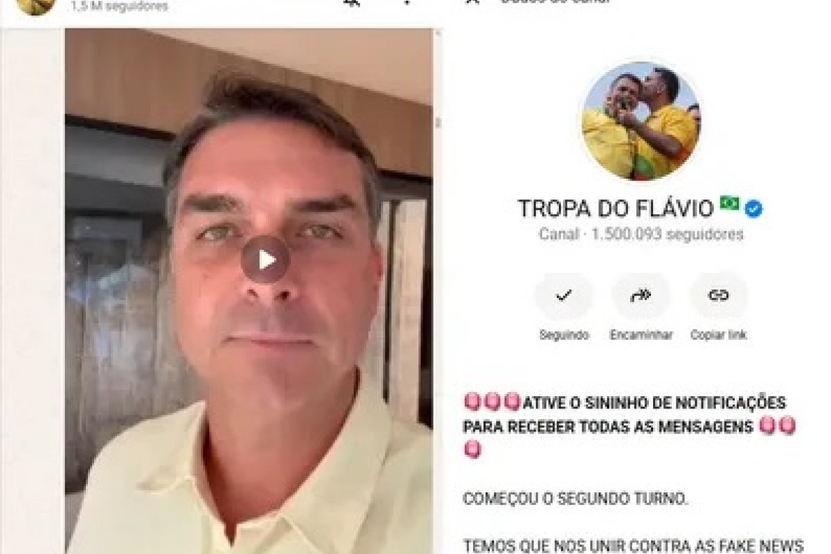 Enquanto canal de Lula enfrenta suspensão, grupo 'Tropa do Flávio Bolsonaro' divulga informações falsas sem sofrer sanções