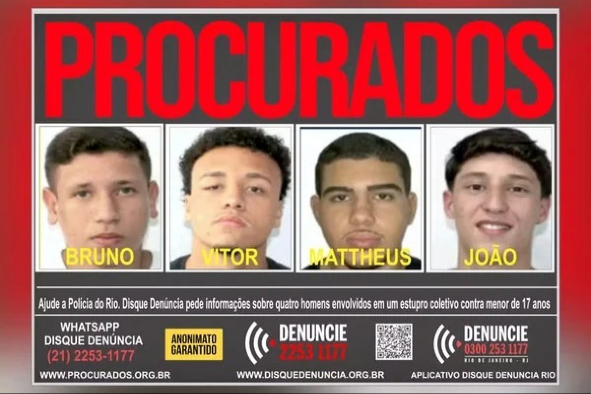 Justiça condena 4 homens a 15 anos por estupro coletivo de adolescente no Rio de Janeiro