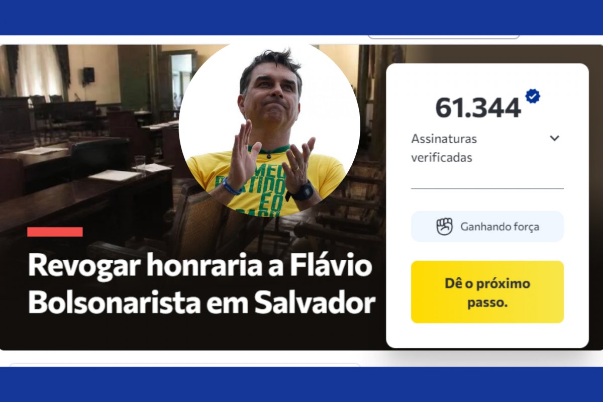 Título de cidadão soteropolitano a Flávio Bolsonaro é alvo de abaixo-assinado com mais de 60 mil assinaturas