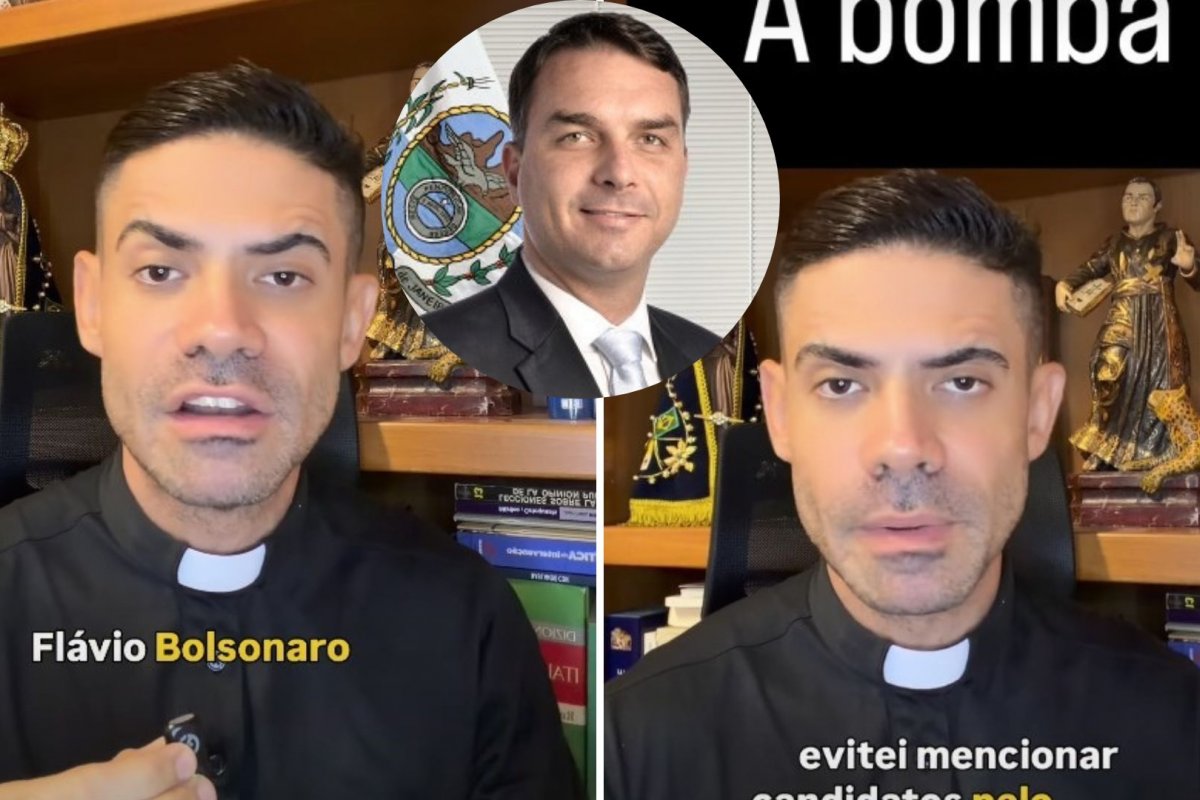 Vídeo: Padre alerta fiéis sobre ligação de bispo que condena fé católica com Flávio Bolsonaro