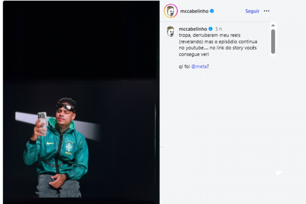 MC Cabelinho acusa Meta de derrubar vídeo do Revelando em que critica Flávio Bolsonaro