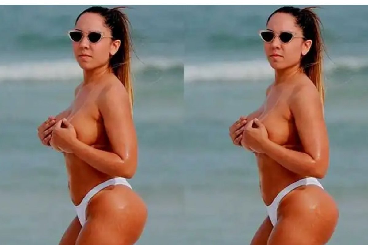 Mulher Melão ignora quarentena e curte praia com direito a topless 
