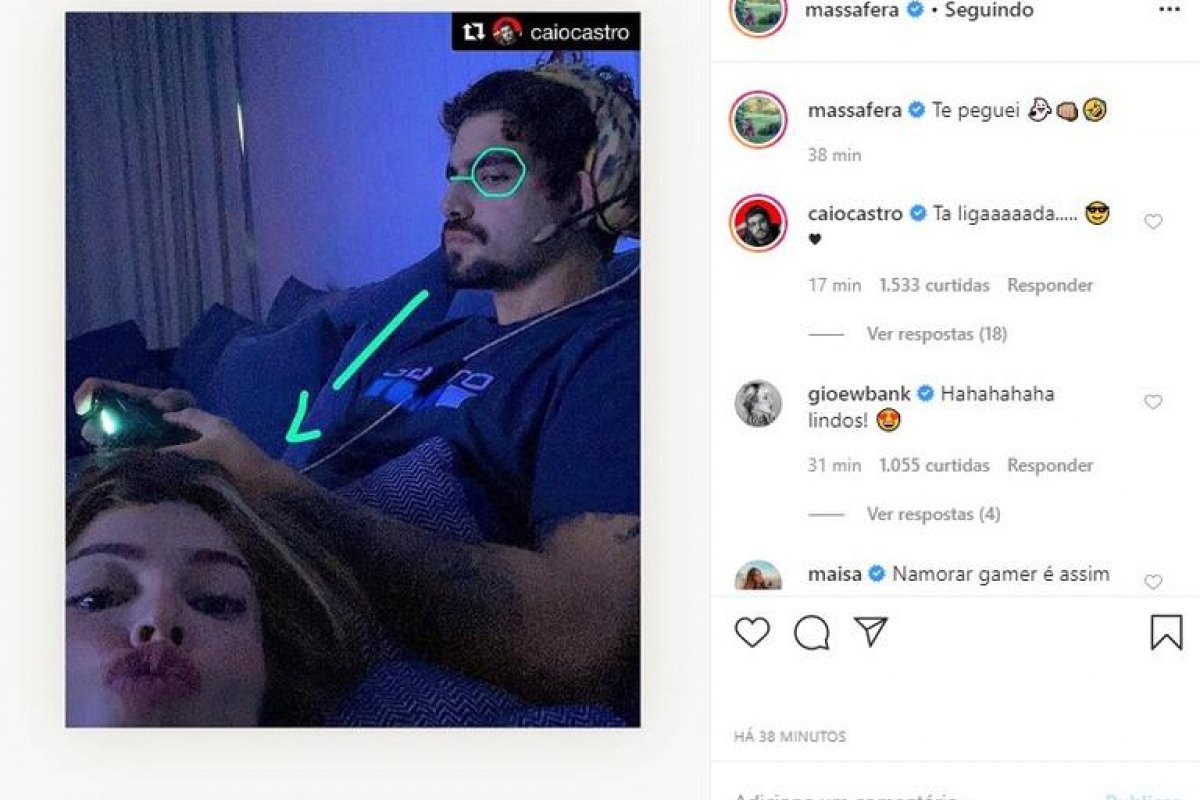 Grazi Massafera publica primeira foto com Caio Castro 