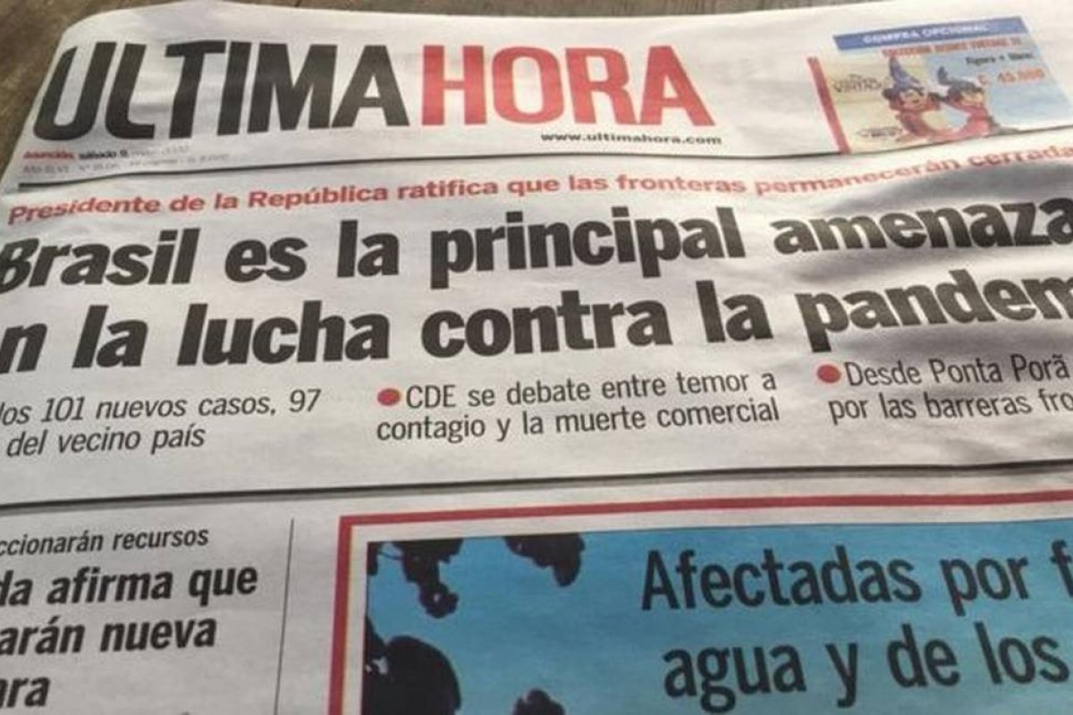 Jornal paraguaio destaca que Brasil ‘é a principal ameaça' no combate à Covid-19